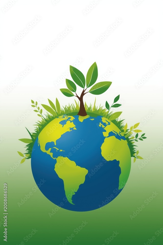 Obraz premium A small green tree growing on top of planet earth showing environmental protection and nature conservation concept for a healthy sustainable world
