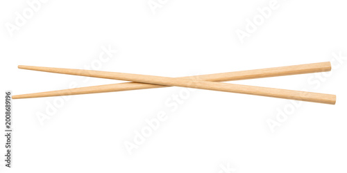asian bamboo chopsticks on white background
