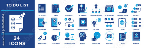 Fotografi to do list icon set illustrating task, checklist, planning, organization, scheduling, productivity, priority, reminder, tracking
