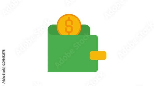 Animated of wallet icon motion graphic. 4k video