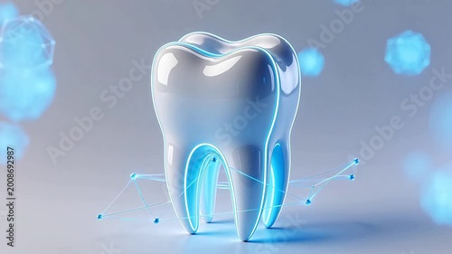 Glossy tooth with blue glow