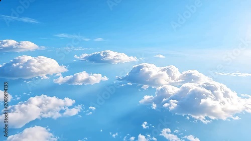 Blue sky with fluffy white clouds