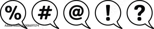 Fényképezés Question mark speech bubble icon set, FAQ and customer support help symbols, ask