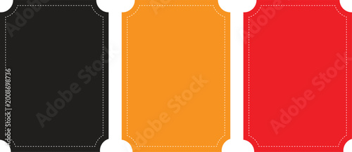 Three rectangular cans in black orange and red colors