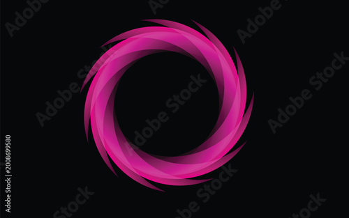 Vibrant pink neon number zero on black background