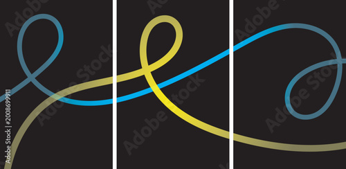 Abstract light trails a triptych of flowing colors and dynamic movement
