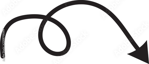 Black curved arrow pointing down and right a visual guide