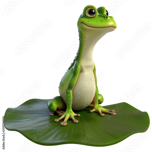 Cartoon Frog Sitting on a Lily Pad