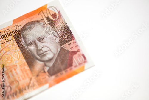 Quadro su tela close up of new ten pound note with king charles III