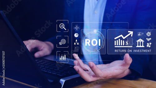 ROI, Return on investment, Business and financial Profit Success Internet Business Technology concept. not ai