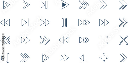 Photos Collection of various transparent icons and symbols representing directional and control functions