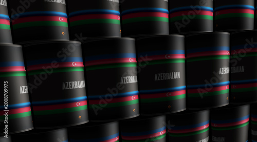 Bilde på lerret Azerbaijan oil crude petroleum fuel barrels in row
