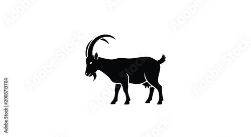 Fotografie Ibex silhouette on a white background silhouette