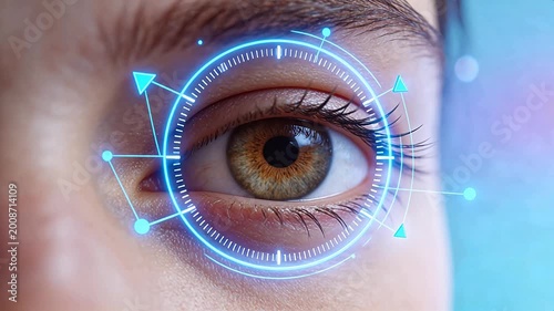 Closeup of human eye with digital overlay