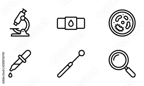 Tableau sur toile microscope and pipette outline set on white background