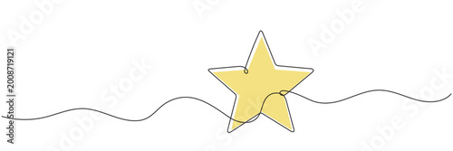 One line Drawing or illustration of a star, Hand drawn stars continuous one line icon. Star single line vector illustration in doodle style. Premium quality contour linear sign Editable stroke