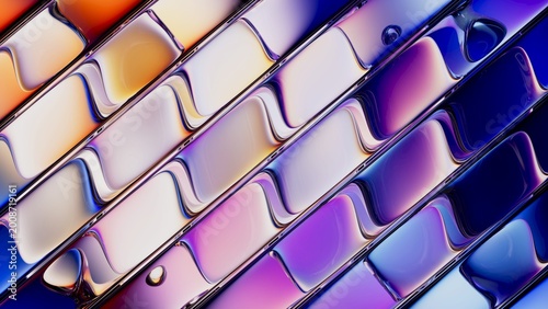 Abstract glass weave with soft gradients in pink and violet light tones. 3d render illustration.