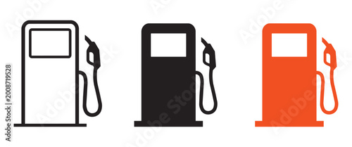 Foto Gas Station Fuel Pump Icon Set for Automotive Navigation and Petrol Service UI D