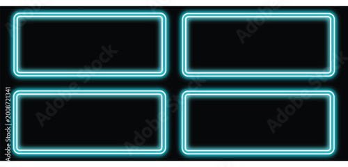 Fotografía Neon glowing rectangular frames isolated on black background for digital graphic