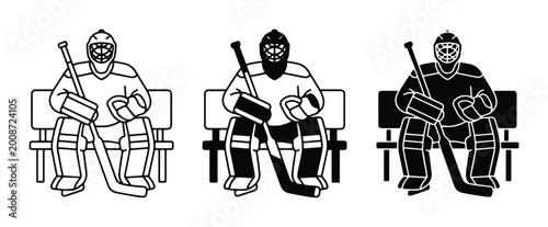 Photography Ice Hockey Player Silhouette Set on White Background
