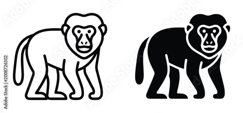 Tableau sur toile simple black and white primate silhouettes set on clean background