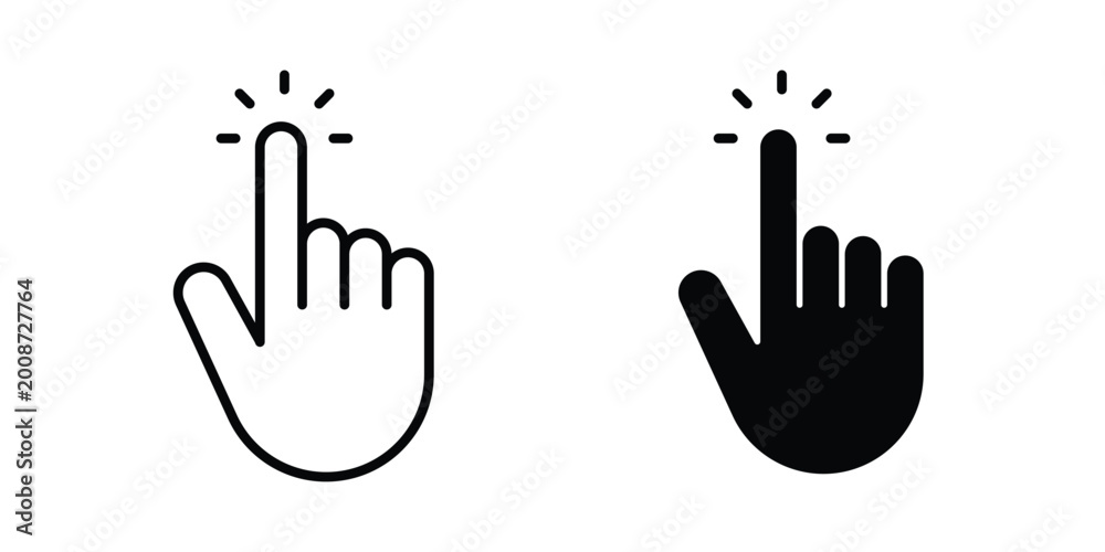 Fototapeta premium Hand cursor icon editable stroke. Linear and flat icons