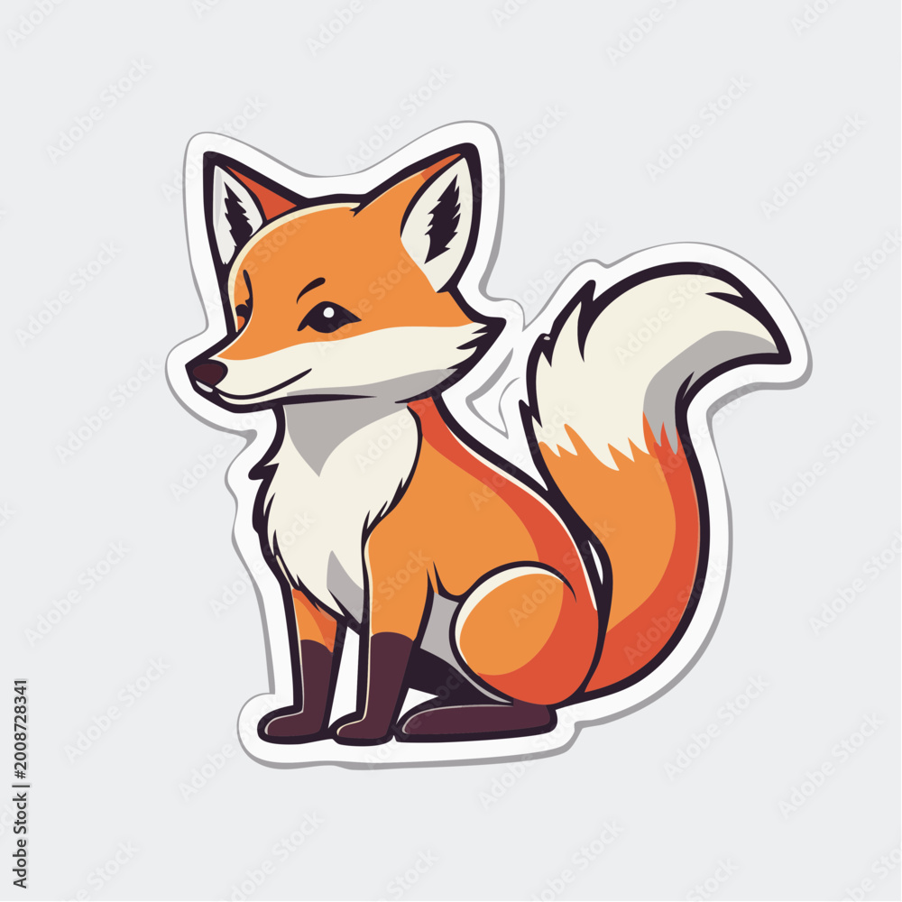 Obraz premium Cute Cartoon Fox Sticker