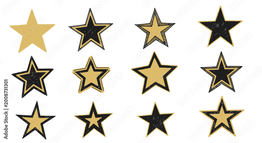 Obraz premium Collection of gold and black stars.