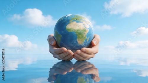 Hands holding Earth globe