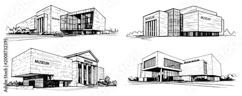 Photos Modern museum building exterior with contemporary architectural design in black