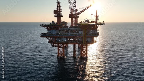 Offshore Oil Rig at Sunset