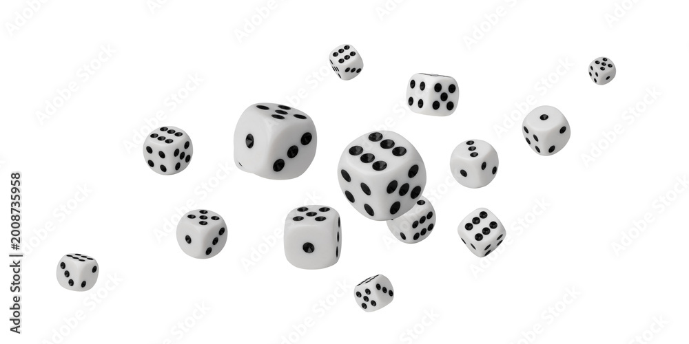 Naklejka premium White game dice with black dots
