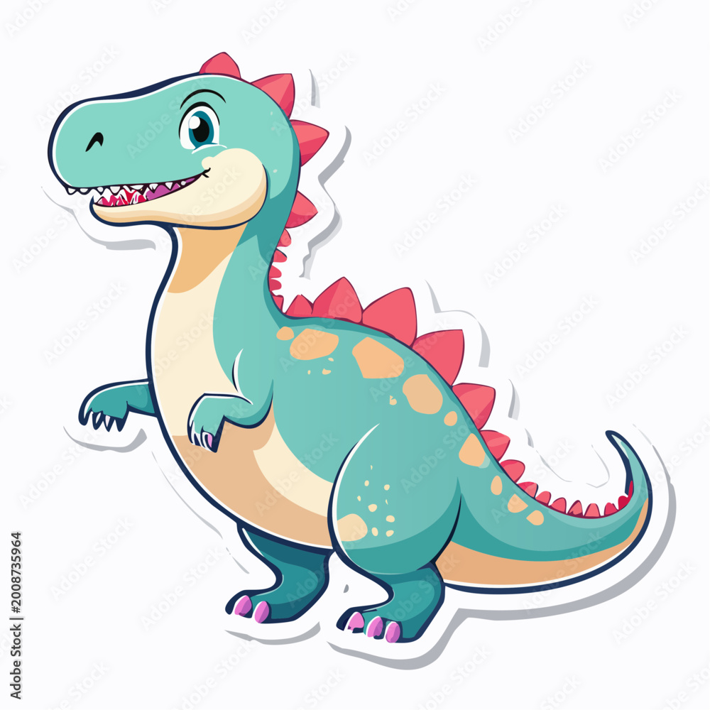Fototapeta premium Cute Cartoon Dinosaur Sticker