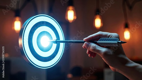 Strategic target achievement through precision digital art in business office