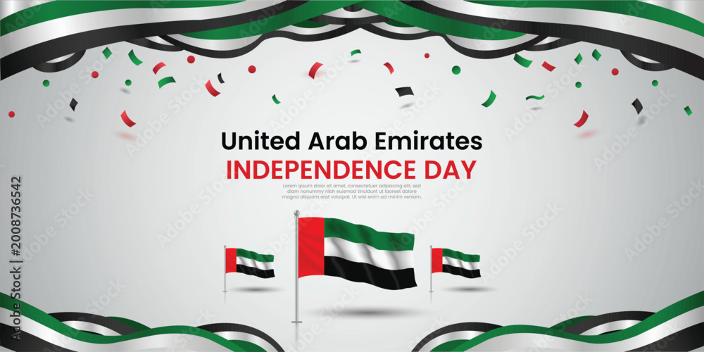 Fototapeta premium UAE Independence Day Celebration: A vibrant celebration of the United Arab Emirates' Independence Day, featuring the national flag, festive decorations, and a sense of national pride.