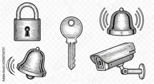 Fotografia Security icons with lock and key.