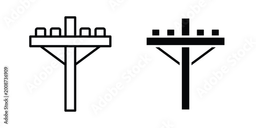 Fotografie Utility pole icon editable stroke. Linear and flat icons