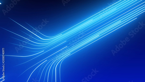 Schilderij op canvas Futuristic Blue Light Trails and Data Transmission
