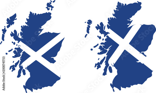 Foto Map of scotland with saltire flag design