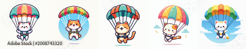 Canvas Print Vector of a cat doing parachute