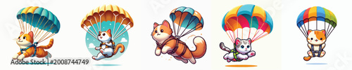 Photography Vector of a cat doing parachute