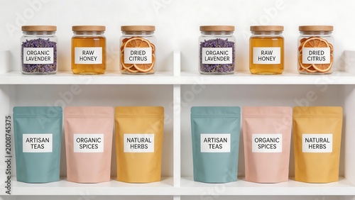Organic products on shelves