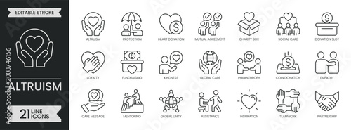 Tableau sur toile Altruism outline icon set