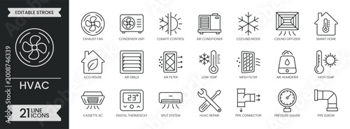 Photos HVAC outline icon set