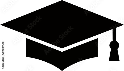 Graduation Cap Icon Line Art Symbol for Education Concept