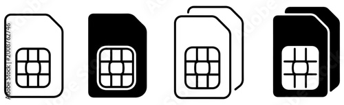Fotografija sim card mobile line icon set
