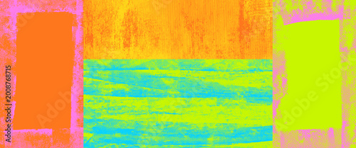 Φωτογραφία Brush paint collage texture with neon grunge print for trendy magazine layout and poster