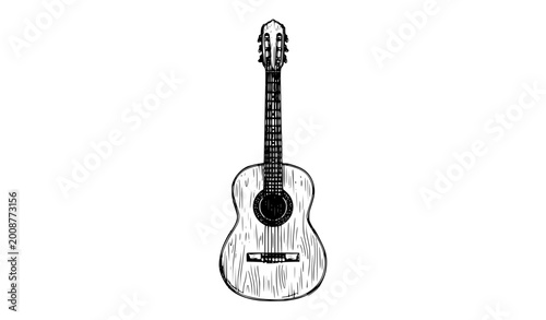 Photos Acoustic guitar doodle vector illustration hand drawn classical instrument diago