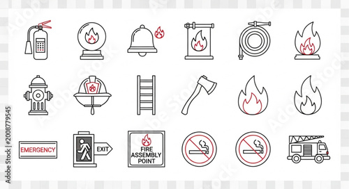 фотографія Collection of Fire Safety Icons and Symbols.