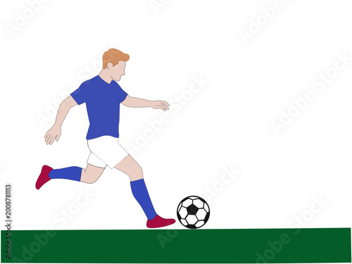 Soccer Player Dribbling Ball Vector Illustration World Cup Theme